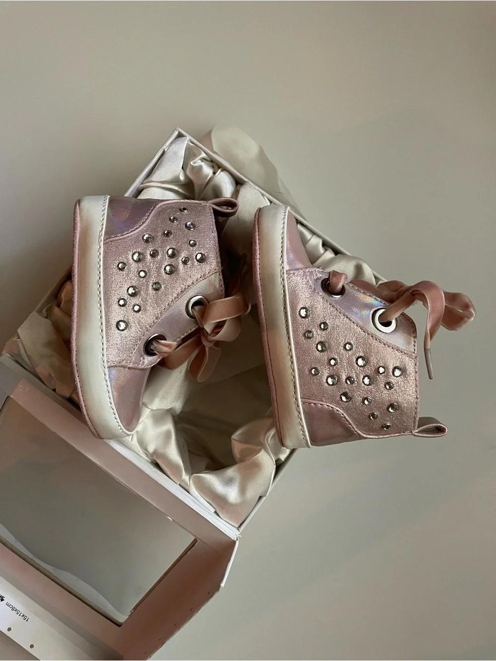 NWT & Box! Badgley Mischka Baby Tira High-Top Sneakers w/ Velvet Ribbon Laces